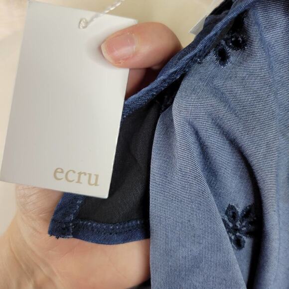 NWT Ecru Bardot Tank Navy Blue‎ Embroidered Eyelet Indigo Small - Picture 8 of 10